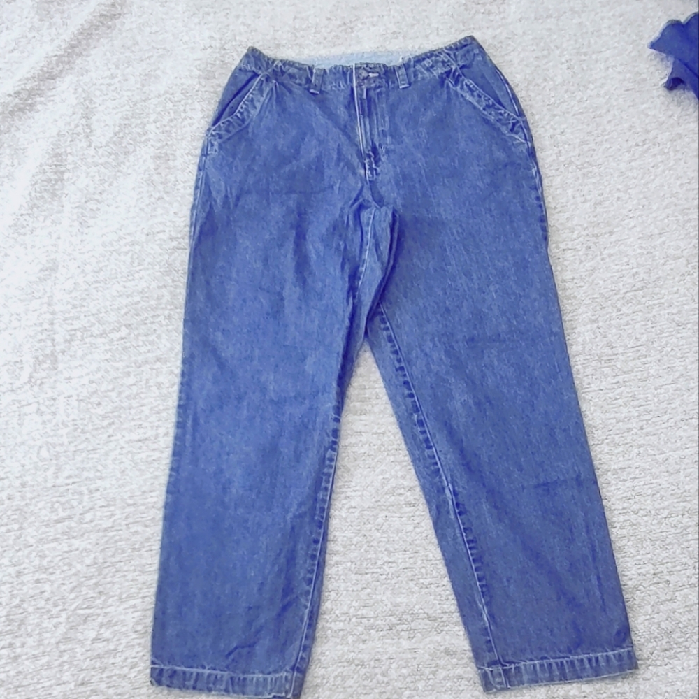 St. John's Bay Women Blue Jeans Medium Cotton Petite High Rise